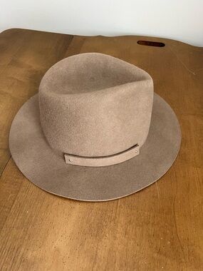 Anthropologie Tan 100% Wool Fedora Hat